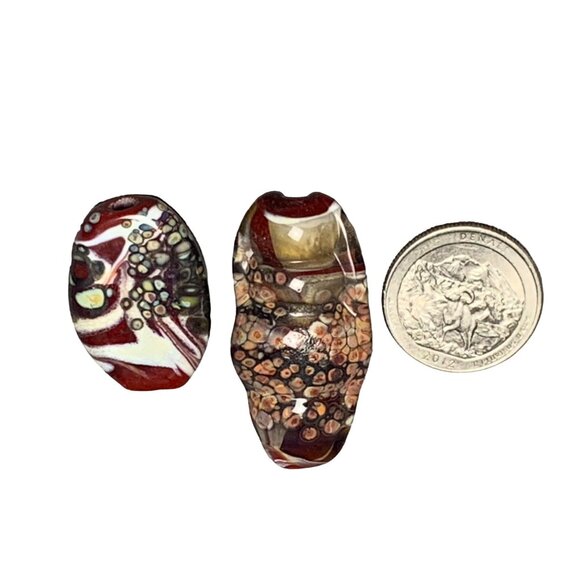 Handmade Glass Lampwork Focal Beads Set of 2 - Picture 1 of 7